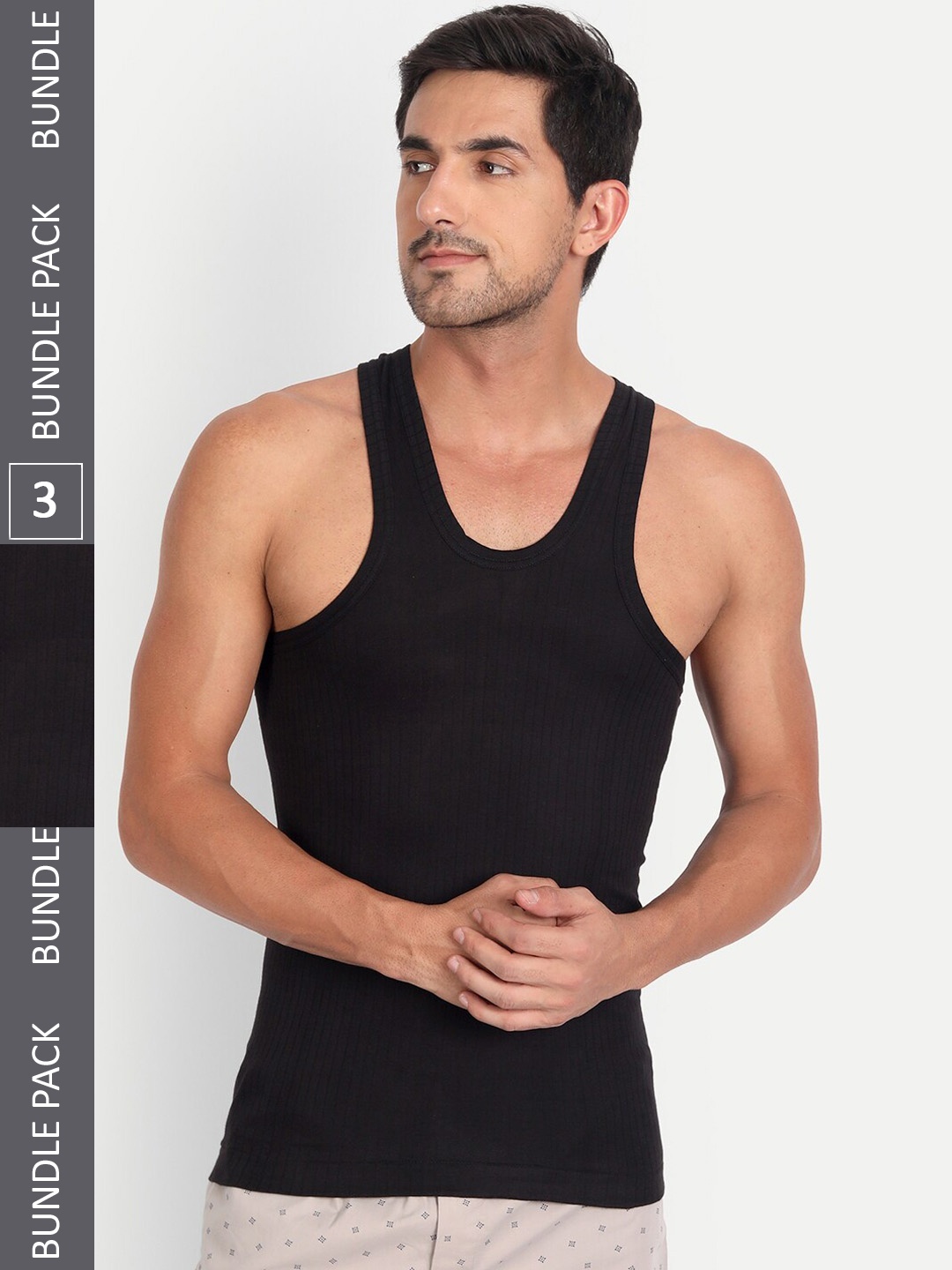 

T.T. Men Desire Parker Pure Cotton Vest (Pack of 3) Black