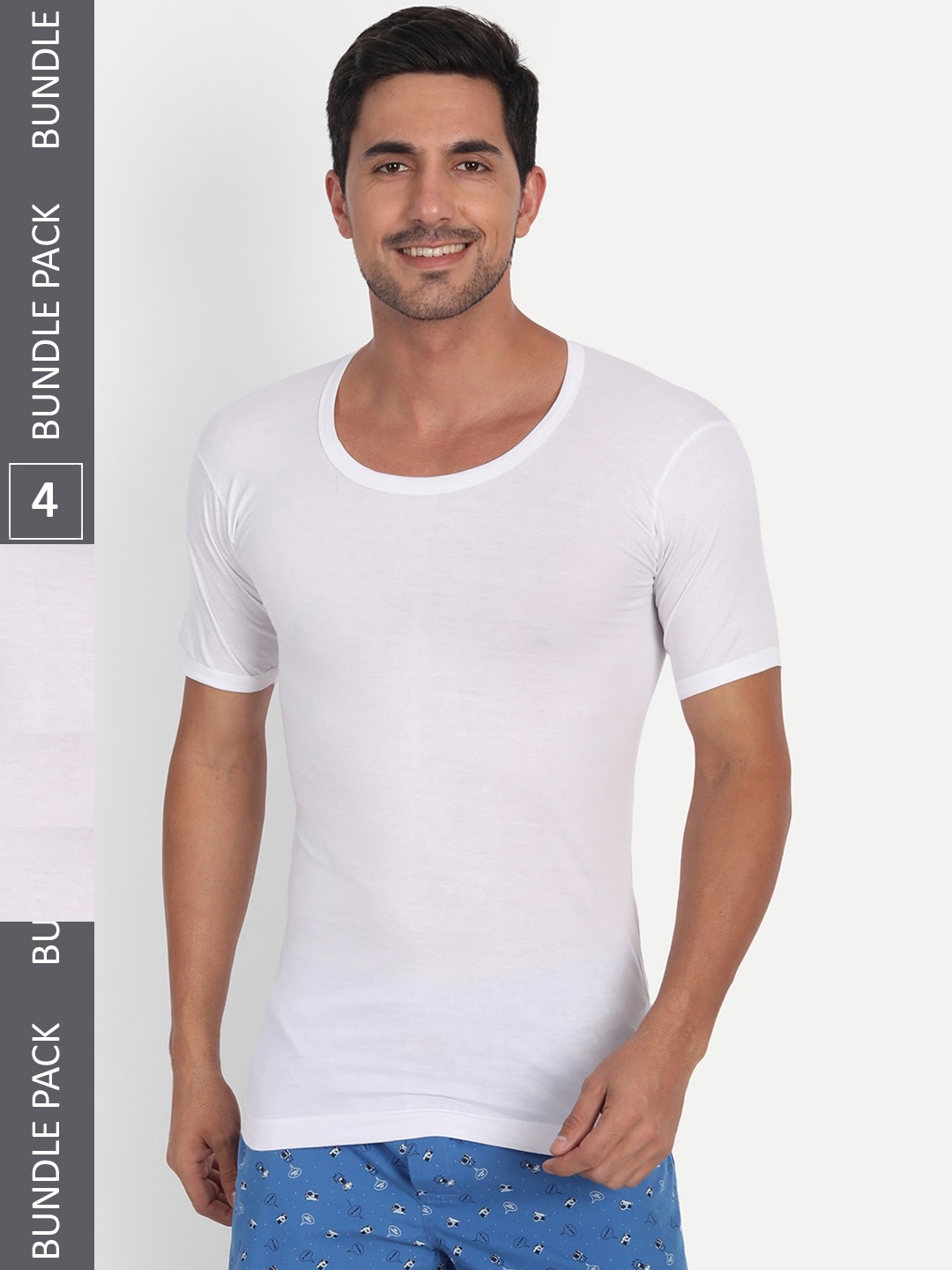 

T.T. Men Pack Of 4 Basic Cotton Innerwear Vests, White
