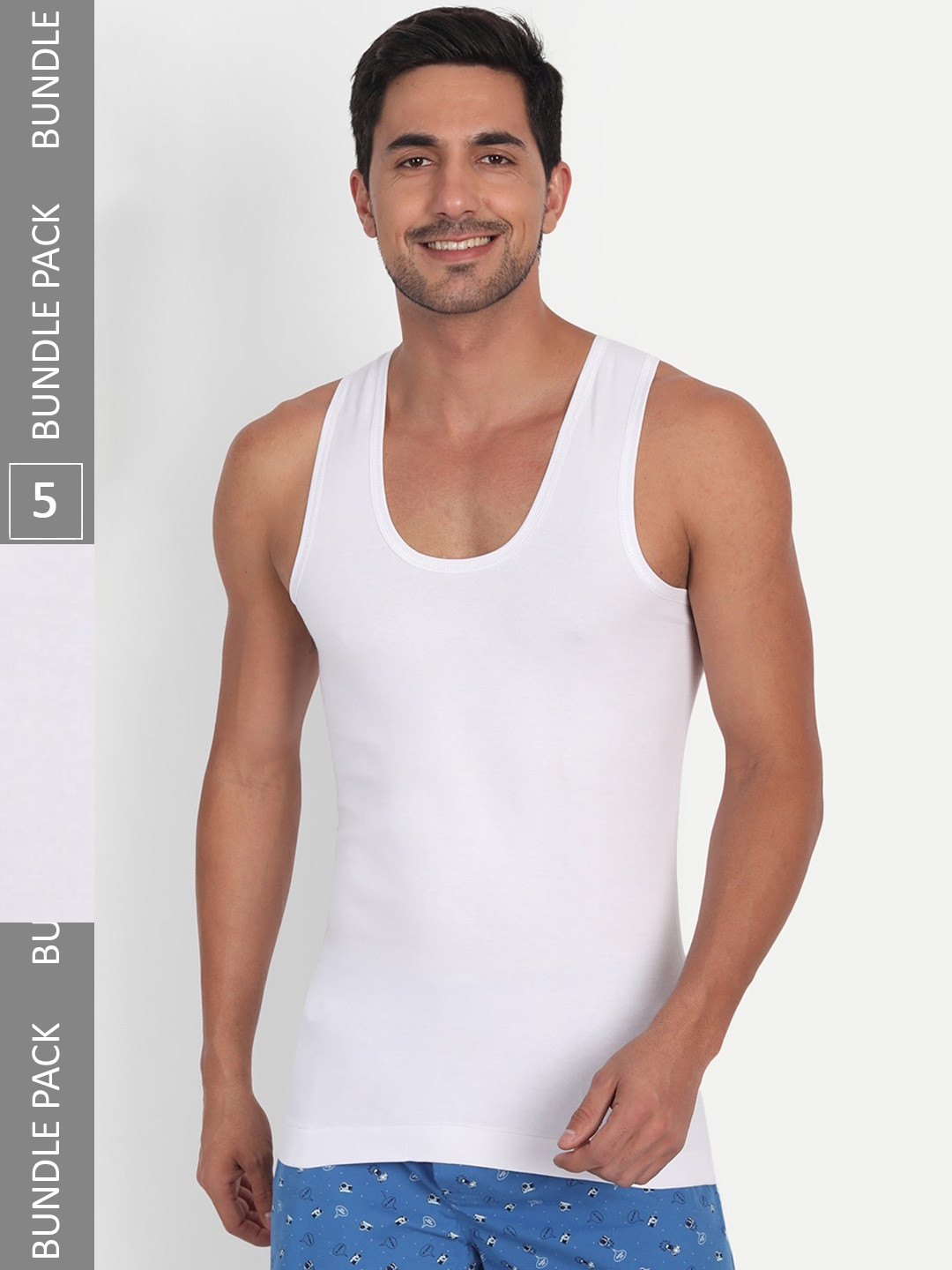 

T.T. Desire Interlock Pack Of 5 Cotton Basic Innervests, White