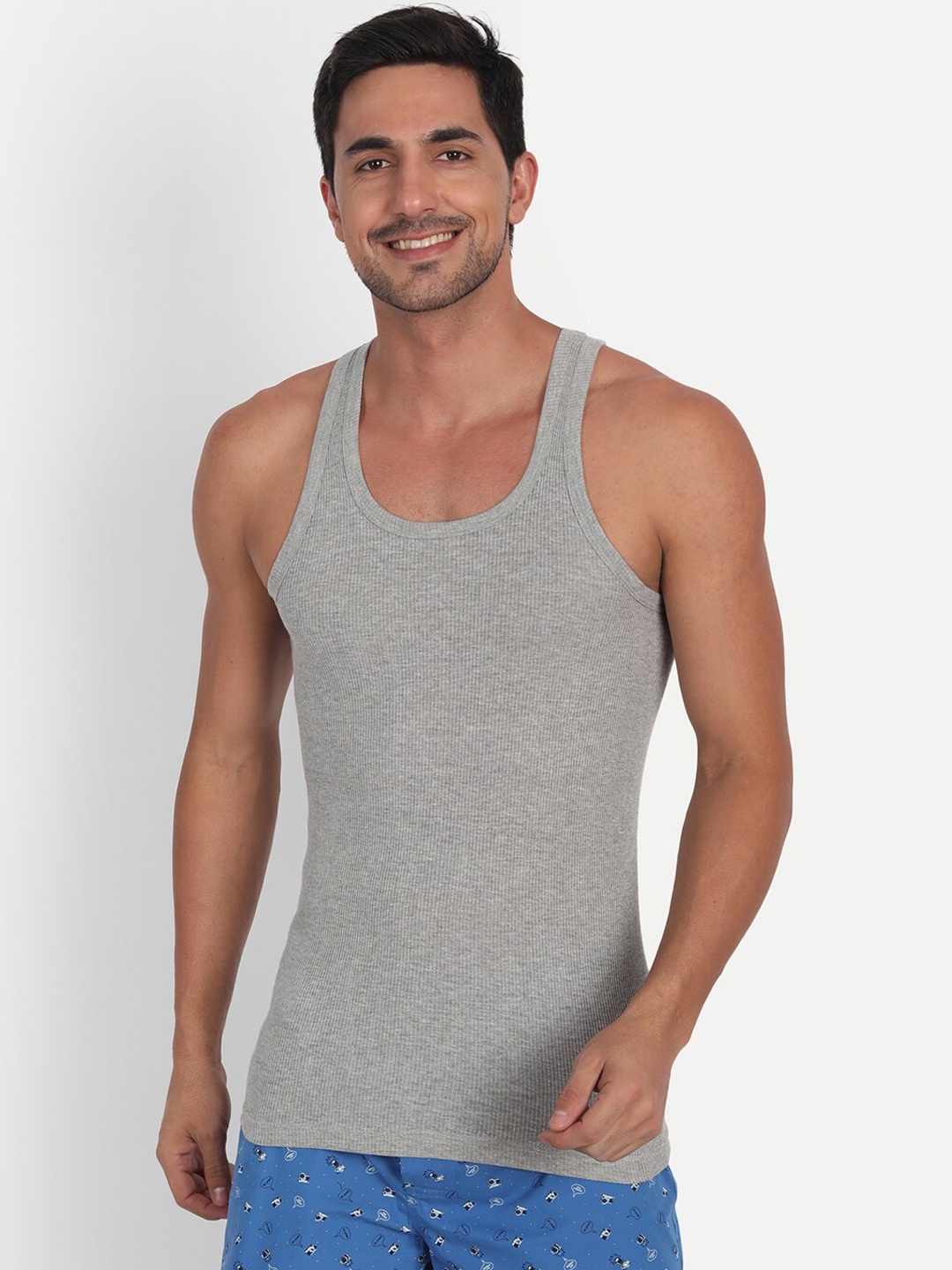 

T.T. Men Pack Of 5 Derby Basic Cotton Innerwear Vests, Grey