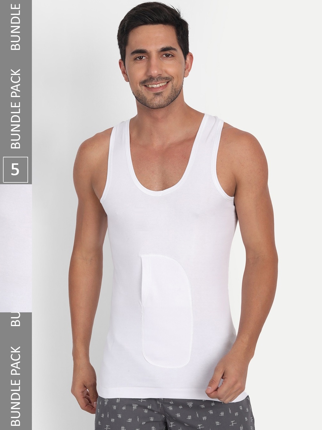 

T.T. Men Pack Of 5 Undershirt Cotton Innerwear Vests, White