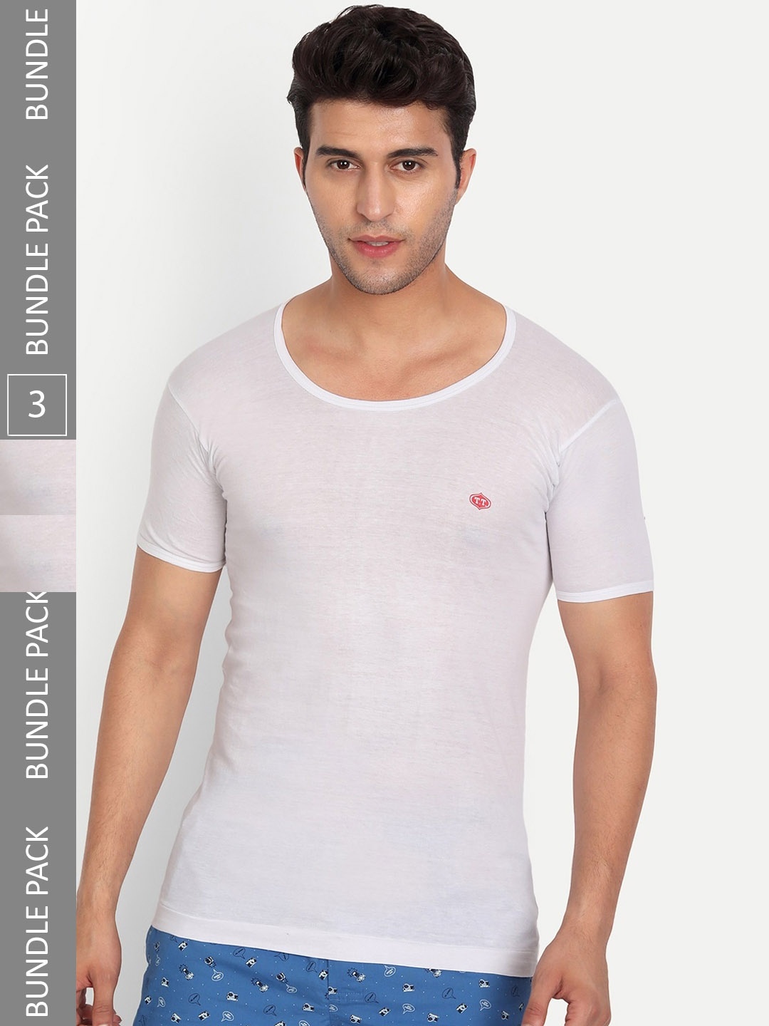 

T.T. Titanic Pack Of 3 Cotton Short Sleeves Undershirts- TITANIC_RNS_PO3_WHT_100, White