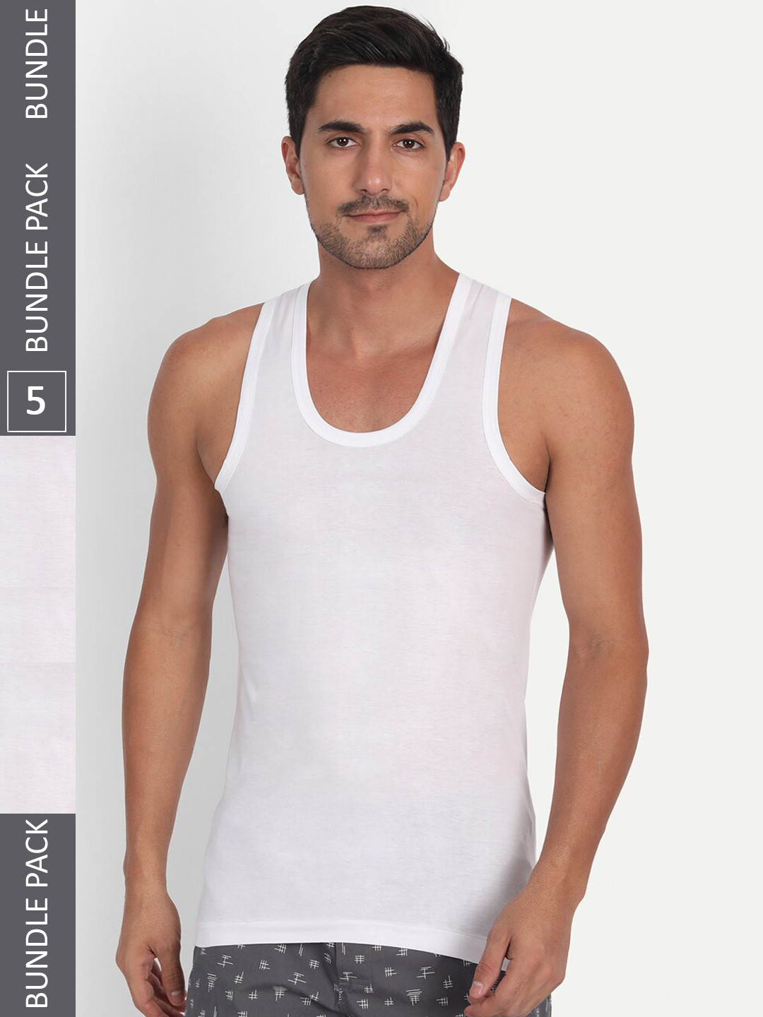 

T.T. Men Pack Of 5 Softy Pure Cotton Sleeveless Undershirts- SOFTY_RN_PO5_WHT_95, White