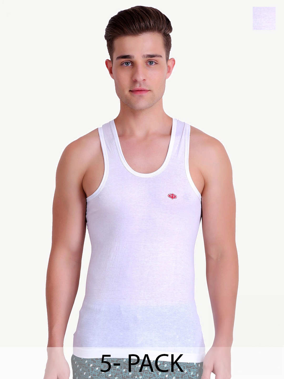 

T.T. Pack Of 5 Cotton Undershirt Vests, White