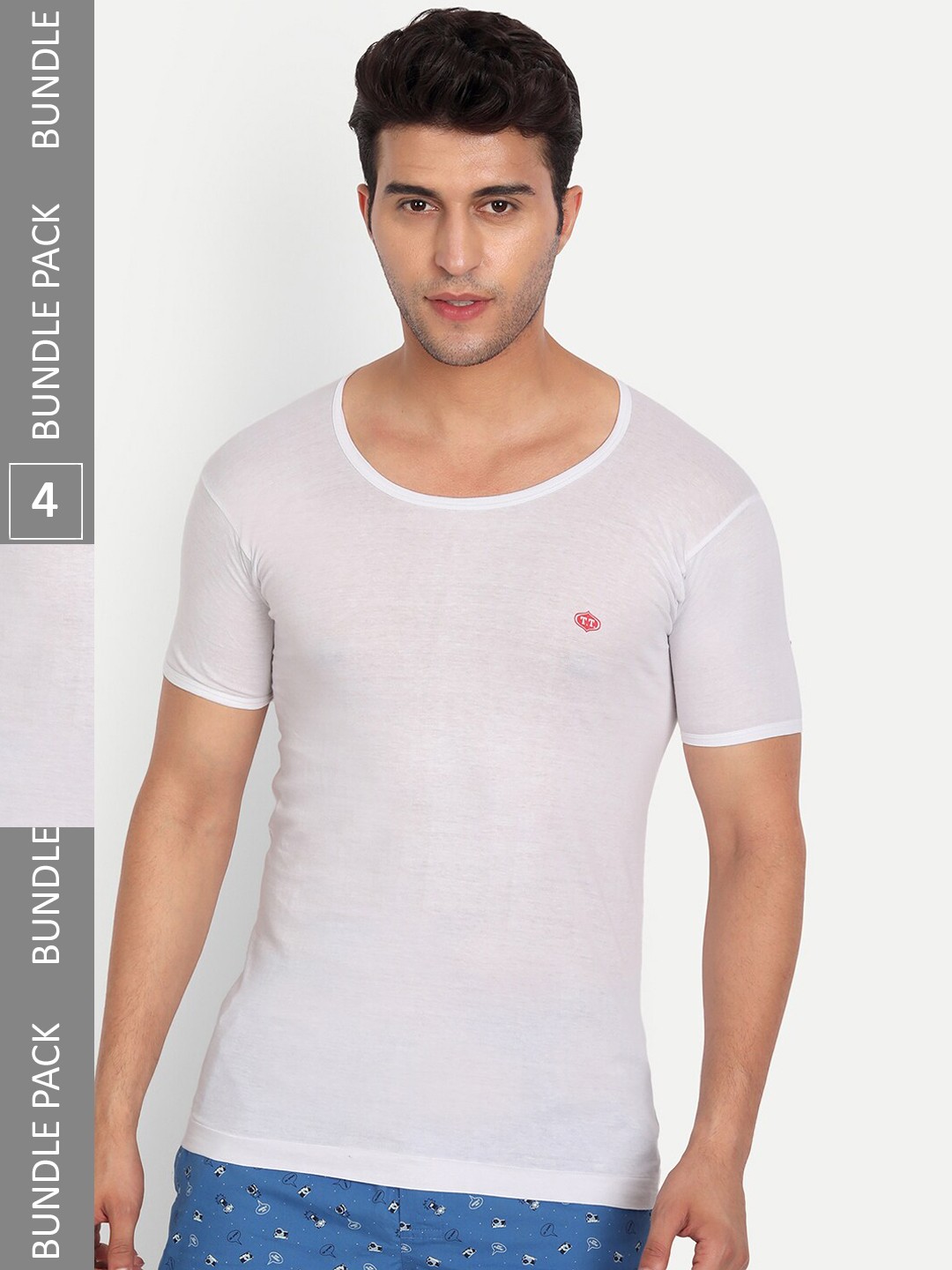 

T.T. Titanic Pack Of 4 Cotton Short Sleeves Vests, White