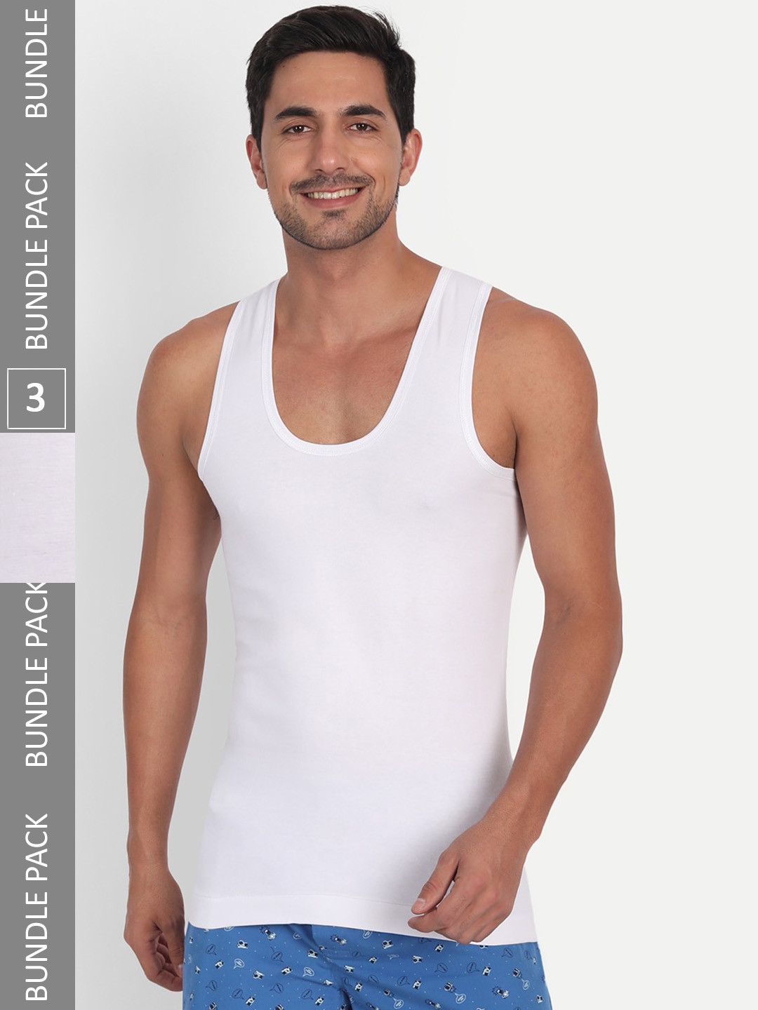 

T.T. Pack Of 3 Cotton Desire Interlock Half Sleeves Vests, White