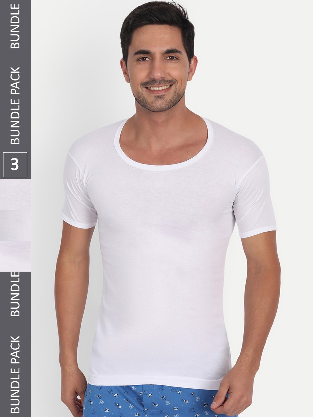 

T.T. Men Pack Of 3 Softy Pure Cotton Half Sleeves Undershirt Vests, White