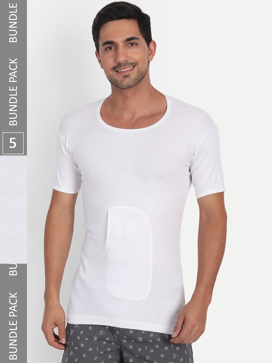 

T.T. Desire Interlock Pack of 5 Cotton Undershirt Vests, White