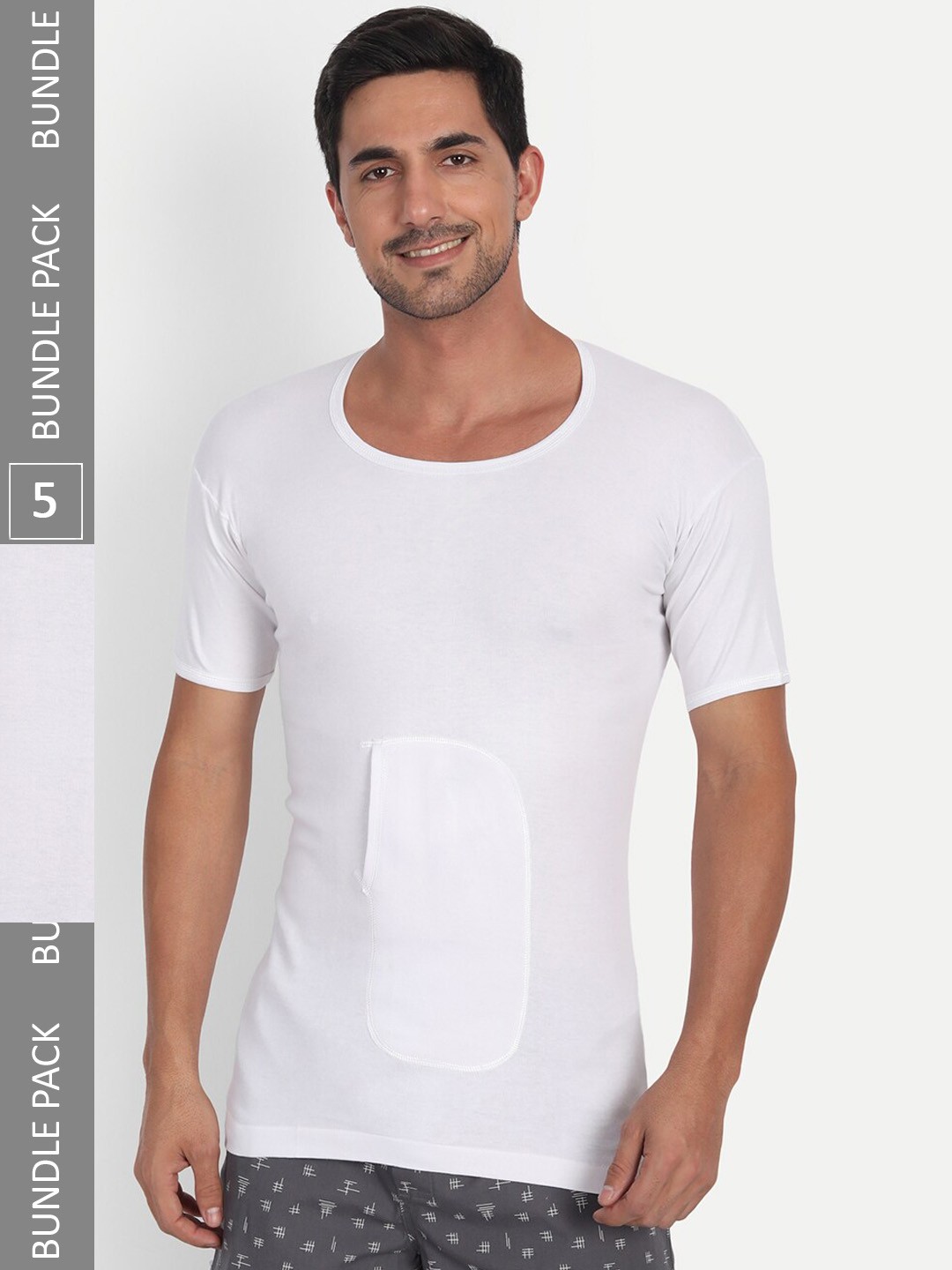 

T.T. Pack Of 4 Cotton Desire Interlock Half Sleeves Vests, White