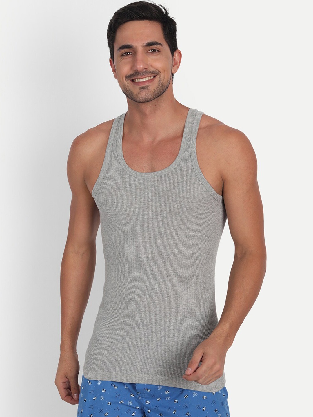 

T.T. Pack Of 5 Derby Cotton Undershirt Vests, Grey