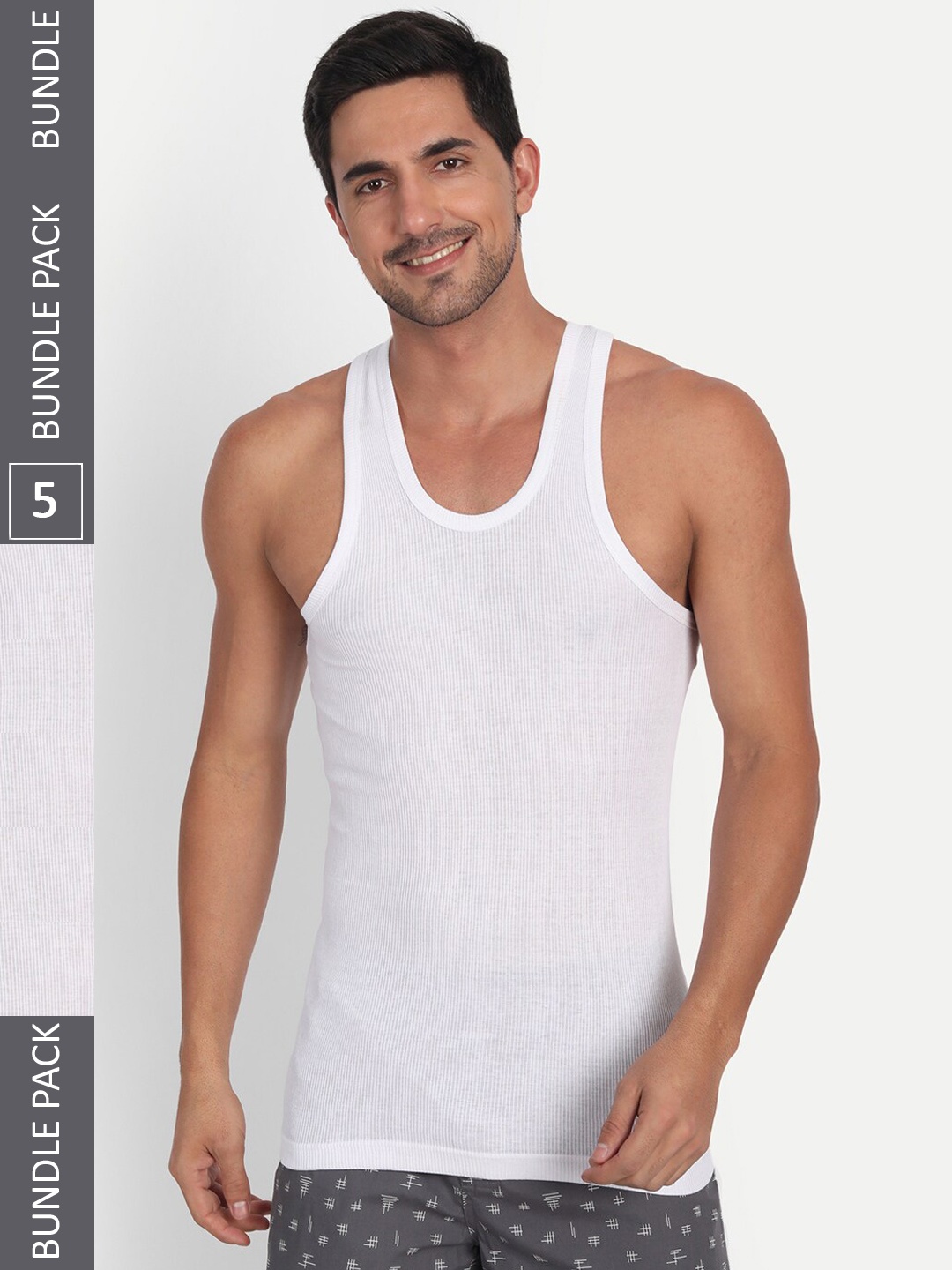 

T.T. Pack Of 5 Derby Cotton Undershirt Vests, White
