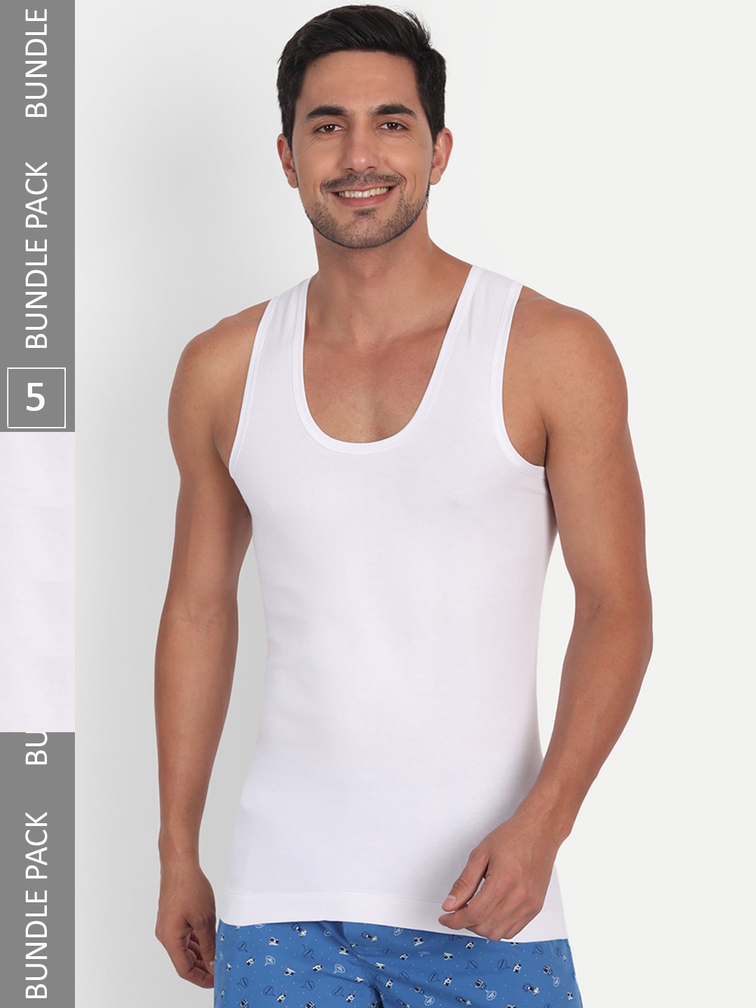 

T.T. Men Desire Interlock Pure Cotton Pack Of 5 Undershirt Vests, White