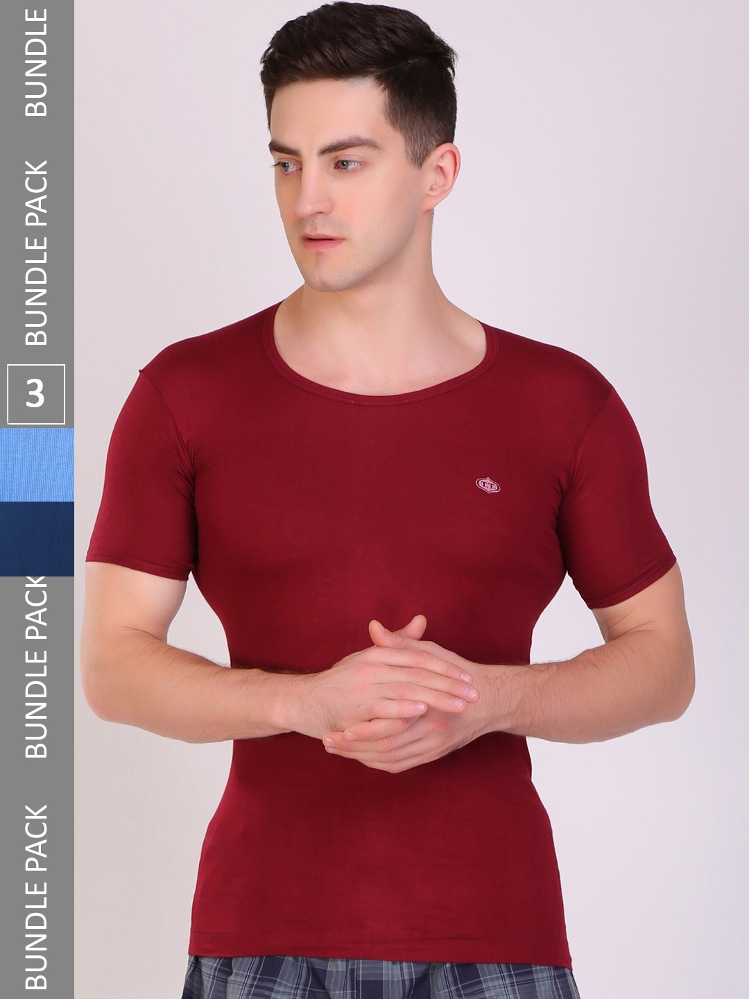 

T.T. Pack Of 3 Titanic Dyed Pure Cotton Assorted Vests