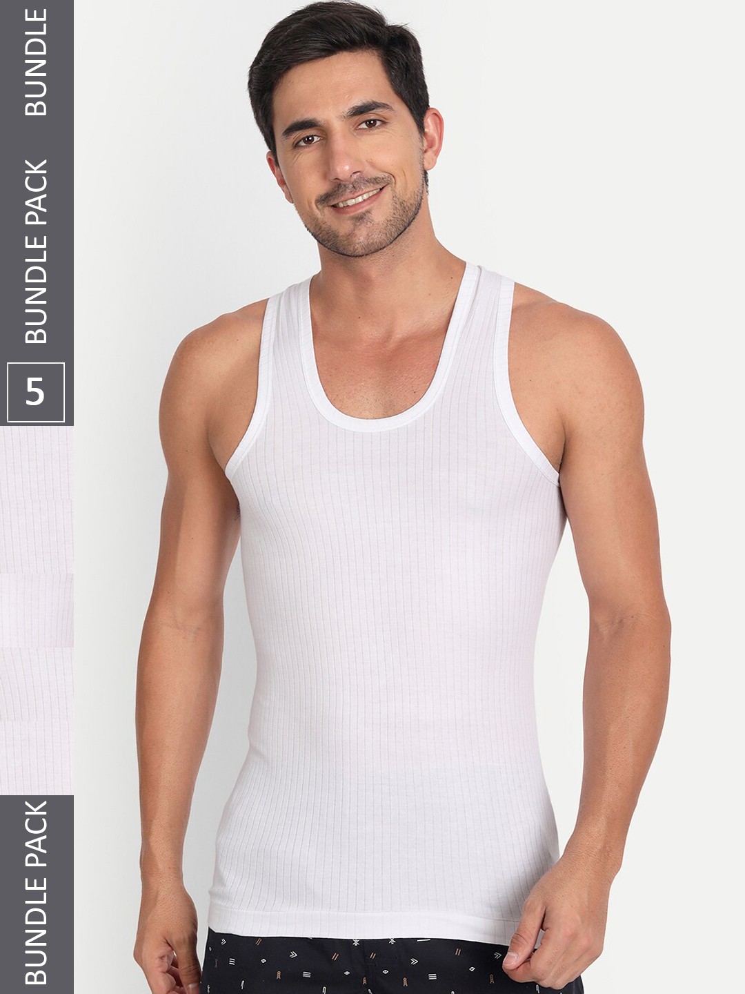 

T.T. Pack Of 5 Parker Cotton Undershirt Vests, White