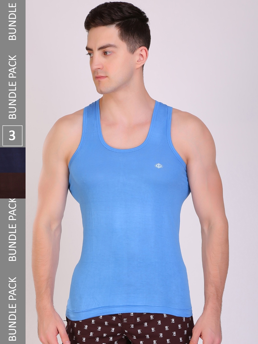 

T.T. Men Titanic Dyed Pure Cotton Assorted Pack Of 3 Innerwear Vests