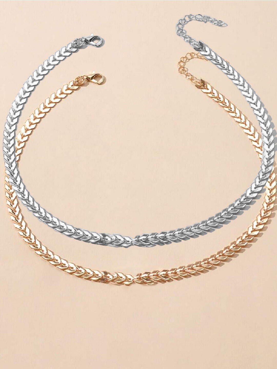 

OOMPH Set Of 2 Gold Plated Delicate Choker Necklace