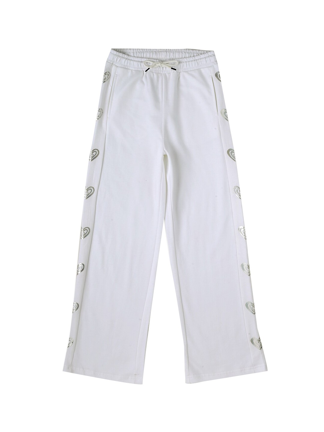 

Gini and Jony Girls Mid-Rise Printed Cotton Elasticated Track Pant, White