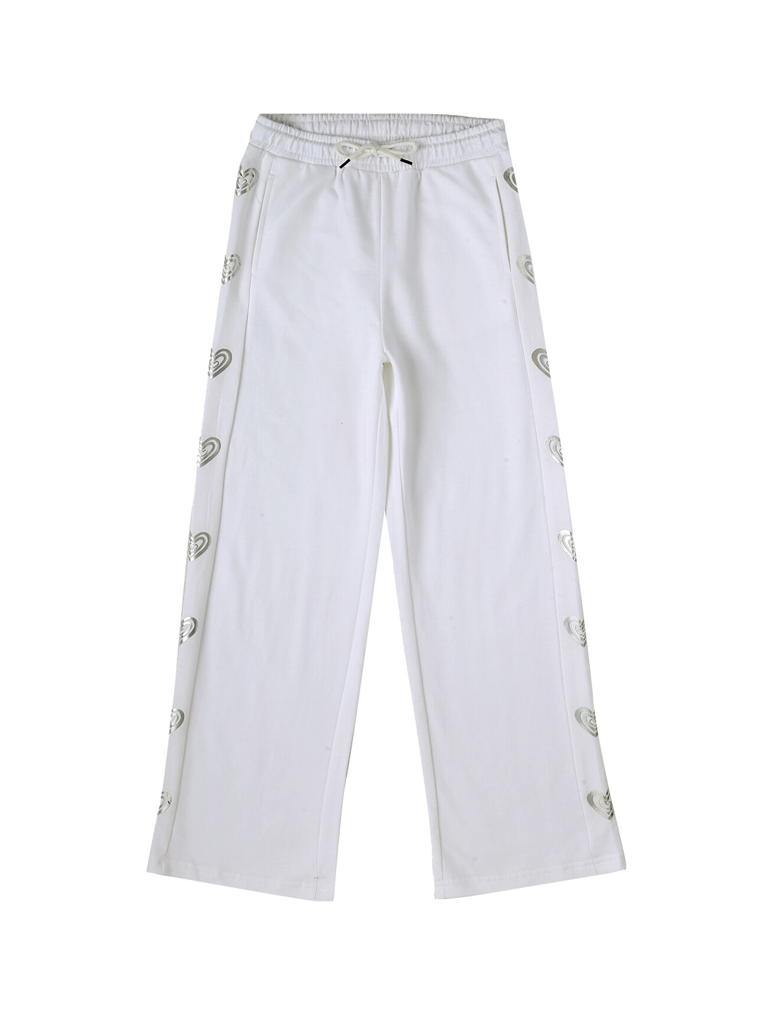 

Gini and Jony Girls Mid-Rise Printed Cotton Track Pants, White