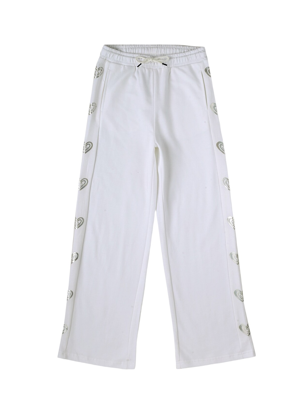 

Gini and Jony Girls Abstract Printed Cotton Track Pants, White