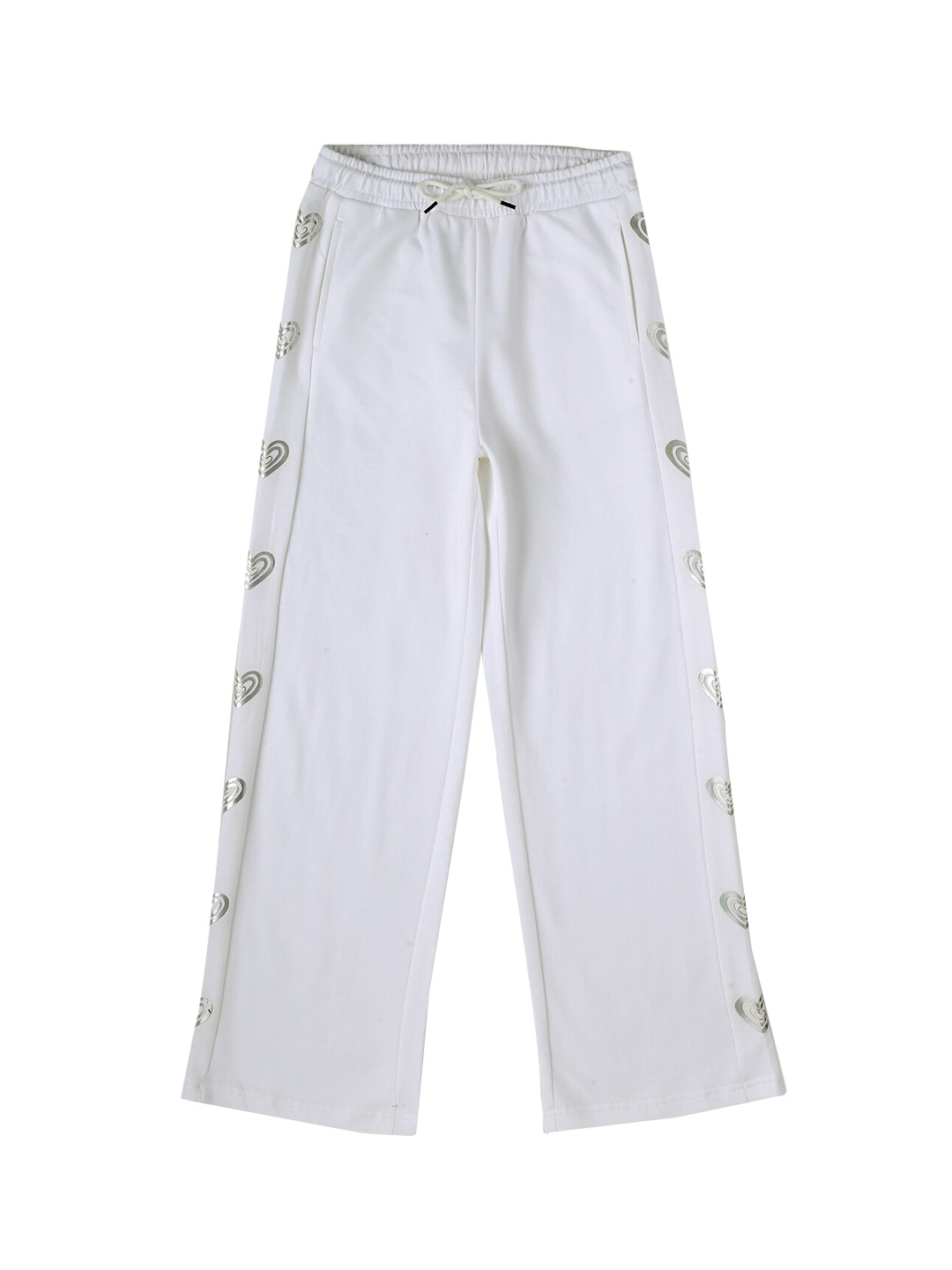 

Gini and Jony Girls Mid-Rise Printed Cotton Track Pants, White