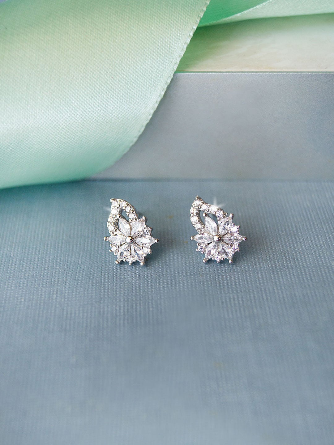 

MANNASH Rhodium-Plated Sterling Silver Stud Earrings