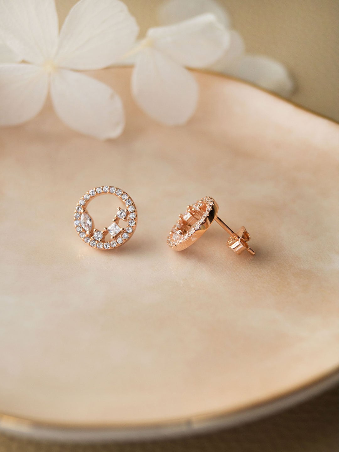 

MANNASH Rose Gold-Plated Circular Stud Earrings