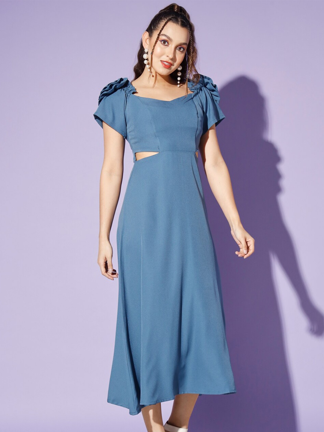 

WoowZerz A-Line Midi Dress With Cut-Out, Blue