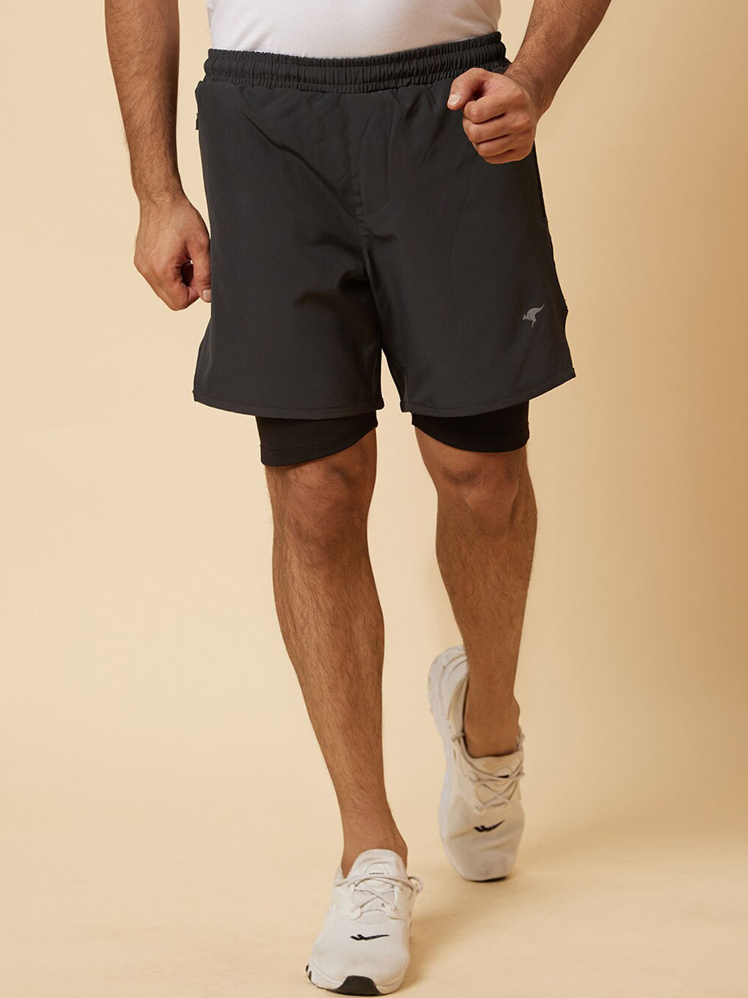 

Globus Men Grey Mid-Rise Above Knee Length Running Pure Cotton Sports Shorts
