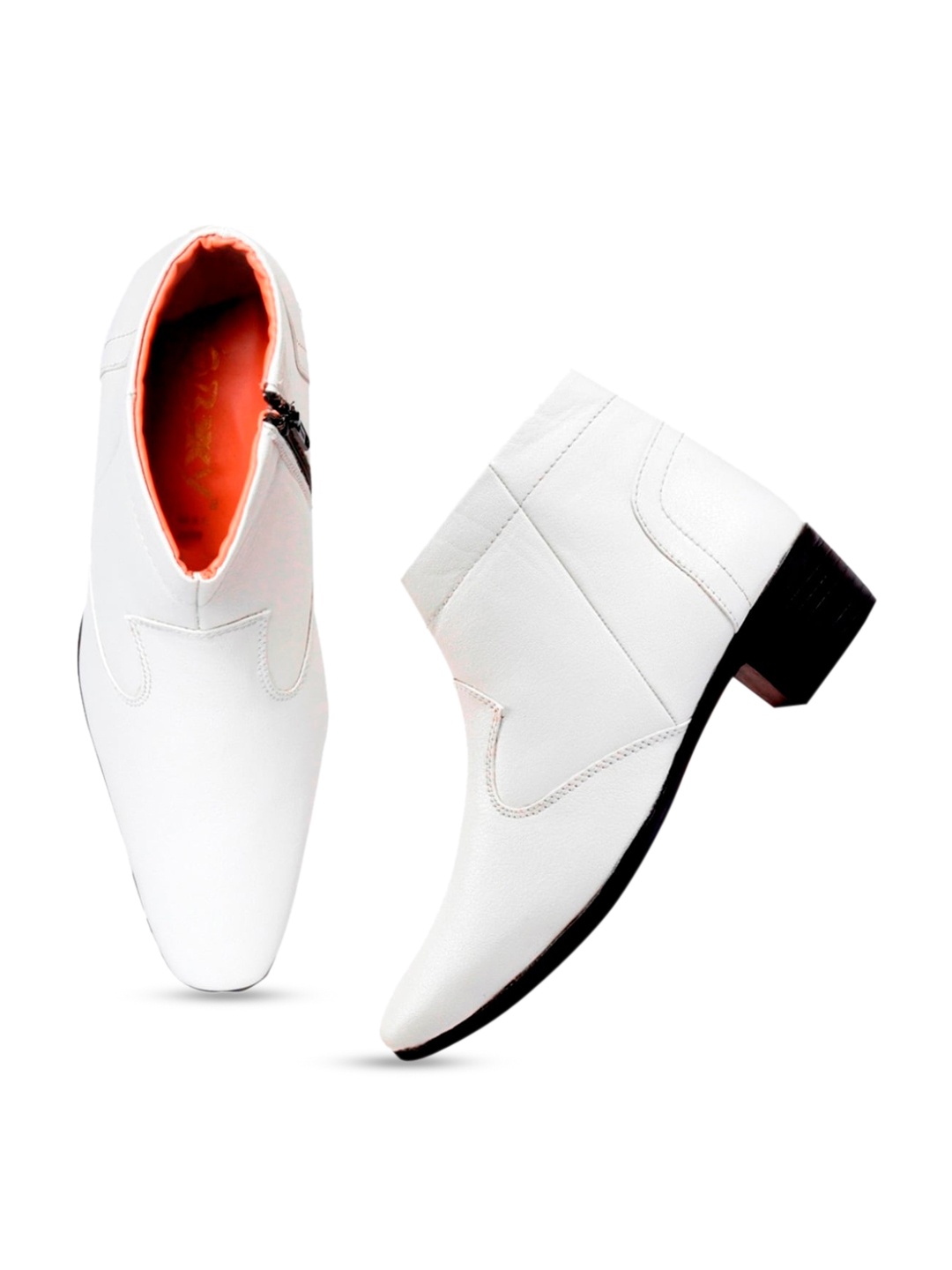 

Bxxy Men Mid Top Block Heel Formal Boots, White