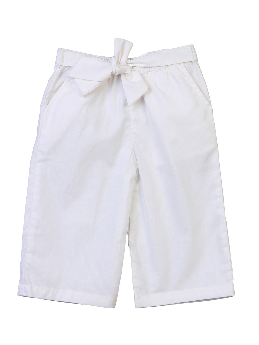 

AWW HUNNIE Girls Mid-Rise Smart Loose Fit Cotton Plain Culottes Trousers, White