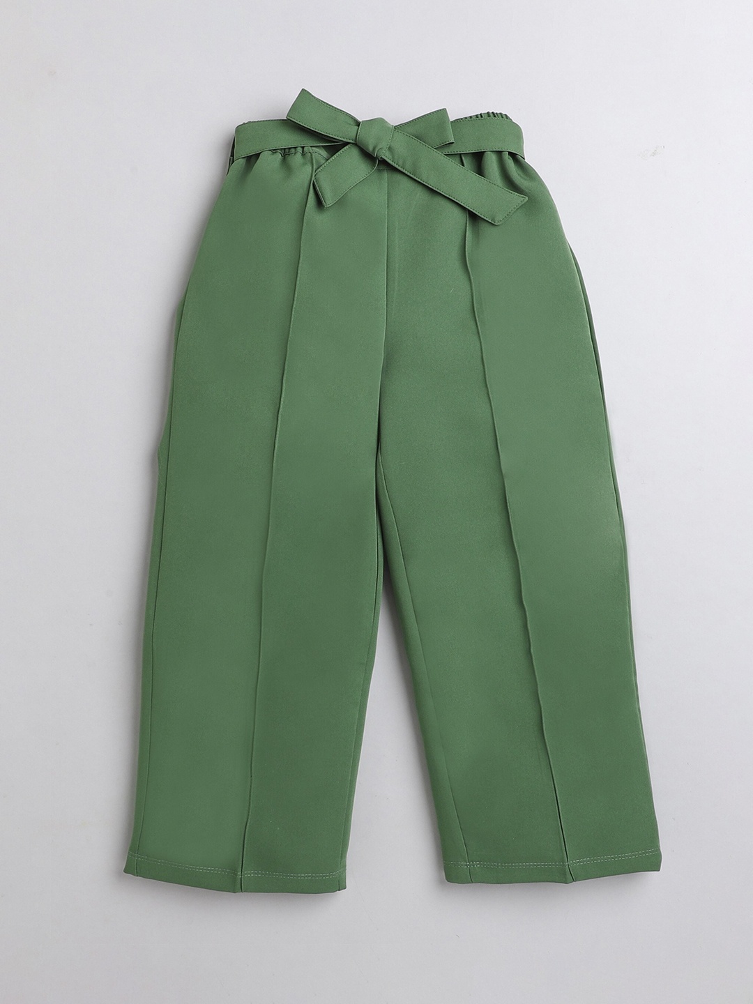 

AWW HUNNIE Girls Mid-Rise Smart Loose Fit Trousers, Green