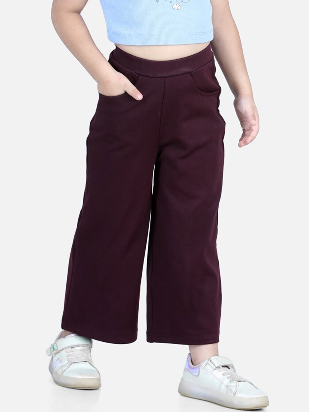

AWW HUNNIE Girls Smart Loose Fit Trousers, Maroon