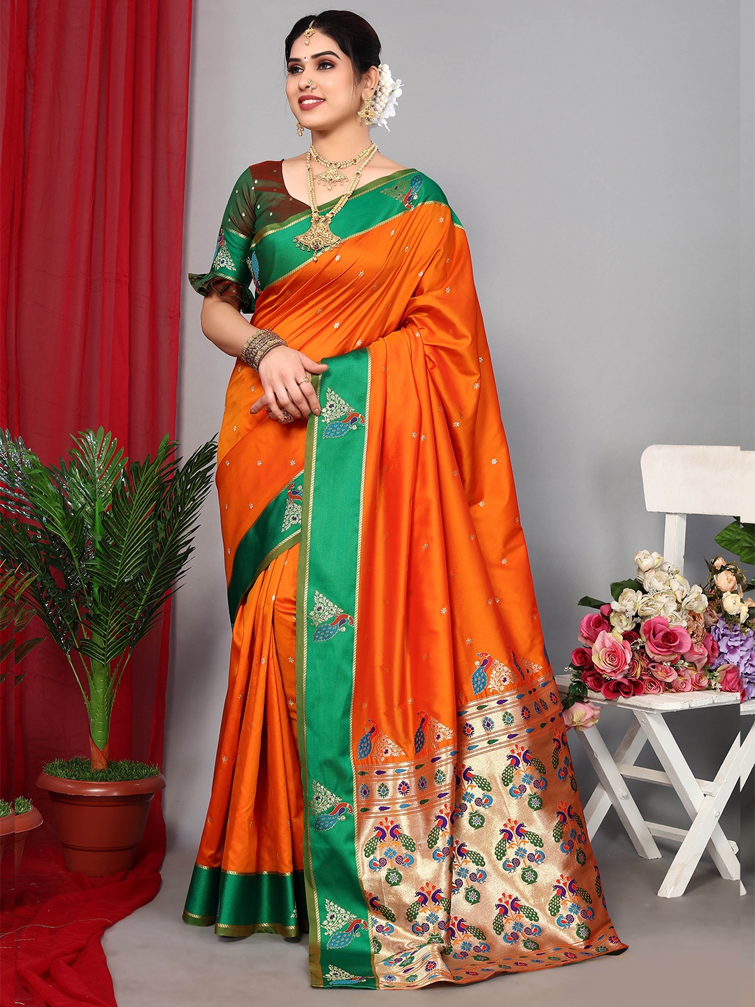 

Ekta Textiles Ethnic Motif Woven Design Zari Pure Silk Banarasi Saree, Mustard