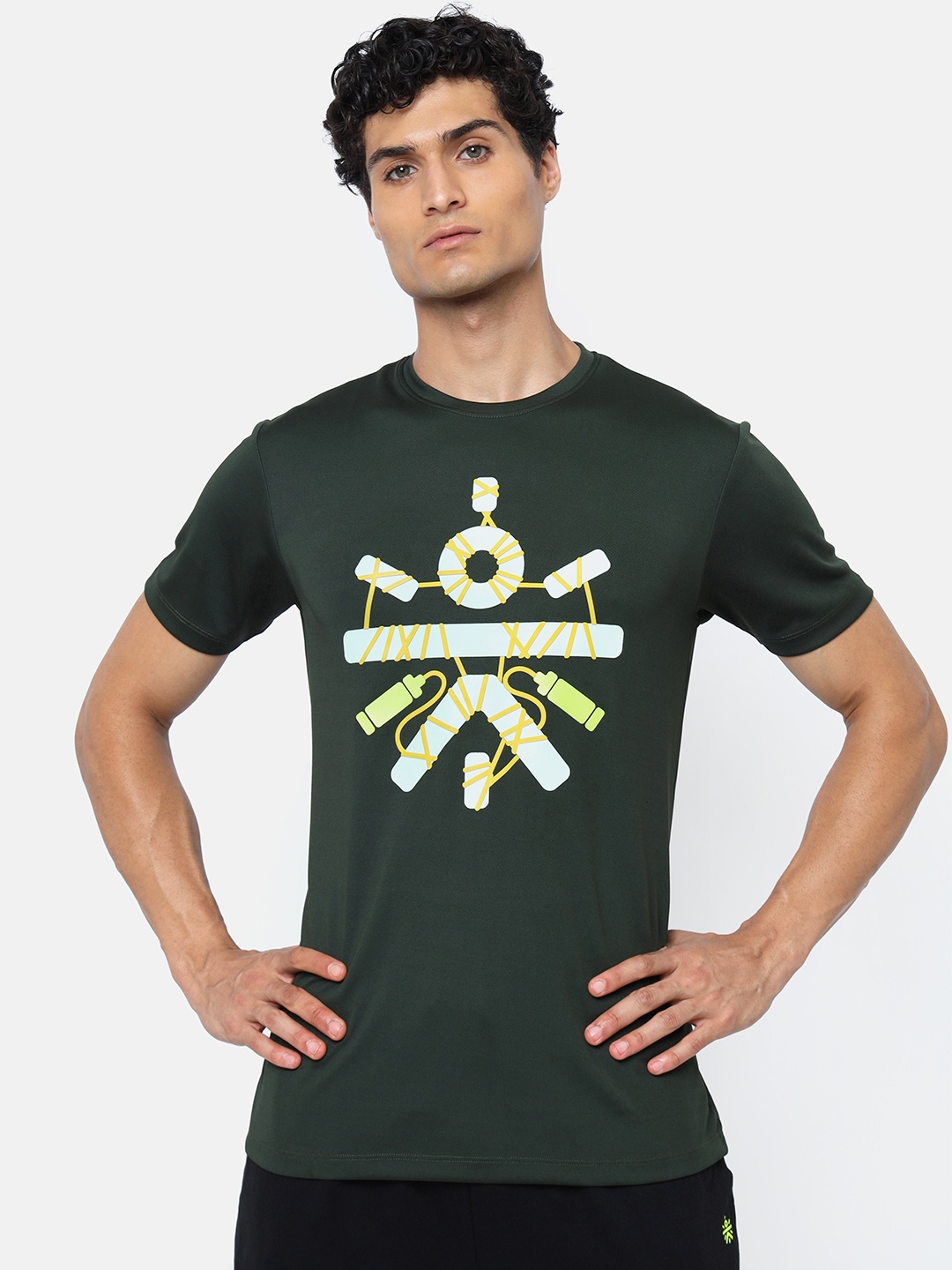 

Cultsport Men Graphic Printed Moisture Wicking Performance Training T-Shirt, Olive