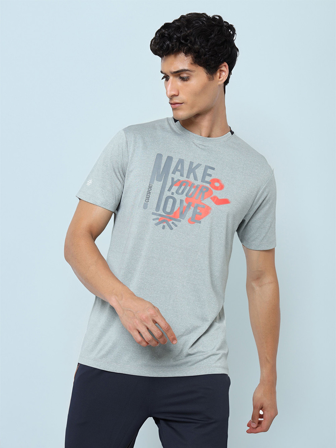 

Cultsport Men Graphic Printed Moisture Wicking Ease Your Move Training T-Shirt, Grey
