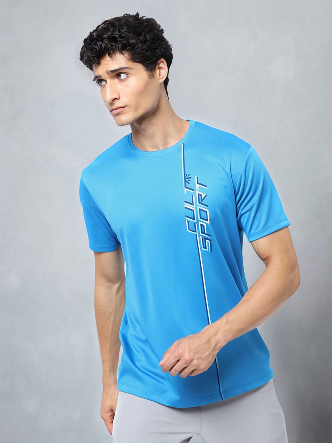 

Cultsport Men Typography Printed Moisture Wicking Training T-Shirt, Blue