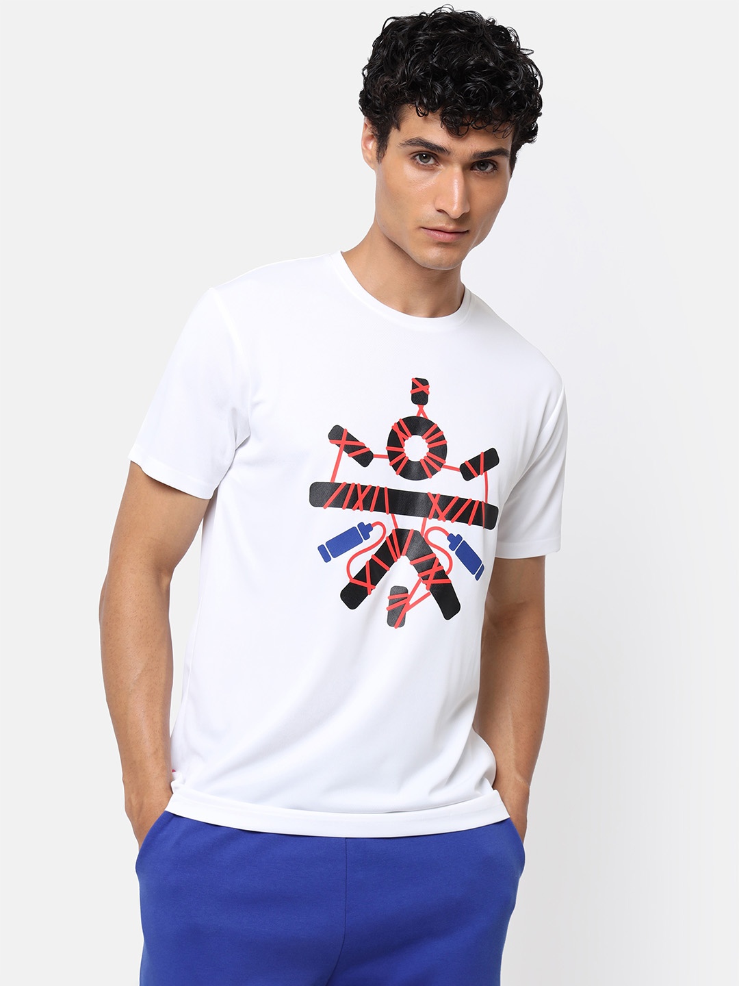 

Cultsport Graphic Printed Moisture Wicking Round Neck T-Shirt, White