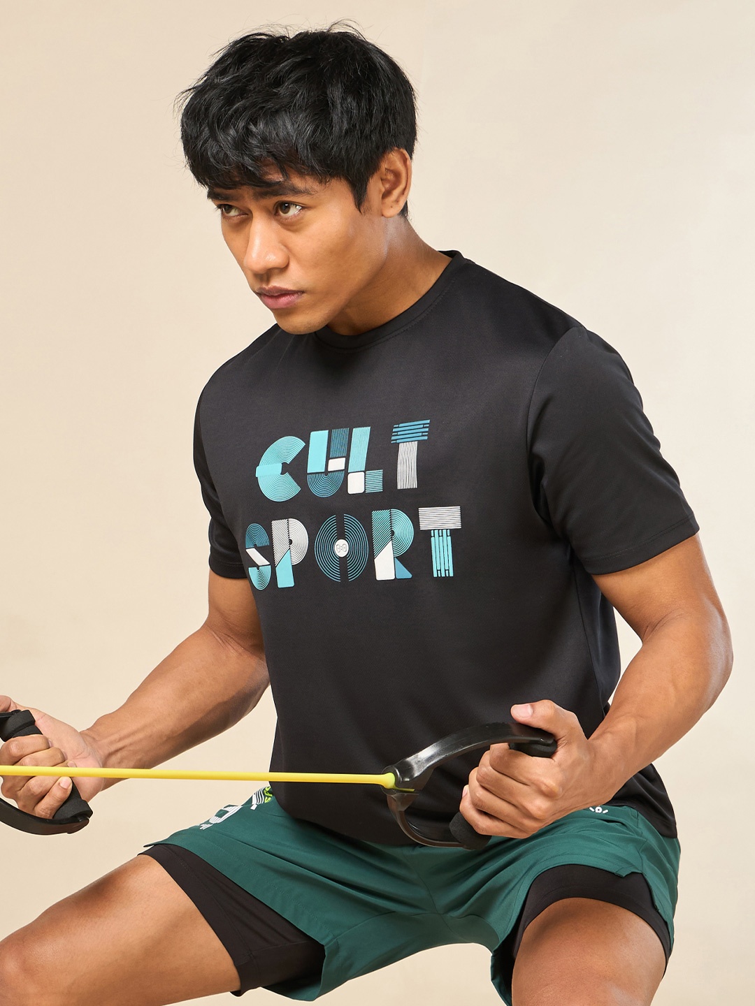 

CULT Typography Printed Moisture Wicking Training T-Shirt, Black