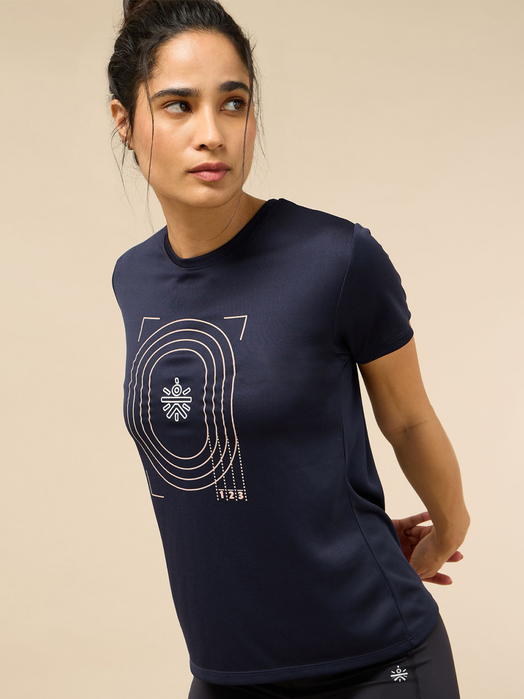

CULT Graphic Printed Moisture Wicking Running Sports T-Shirt, Navy blue