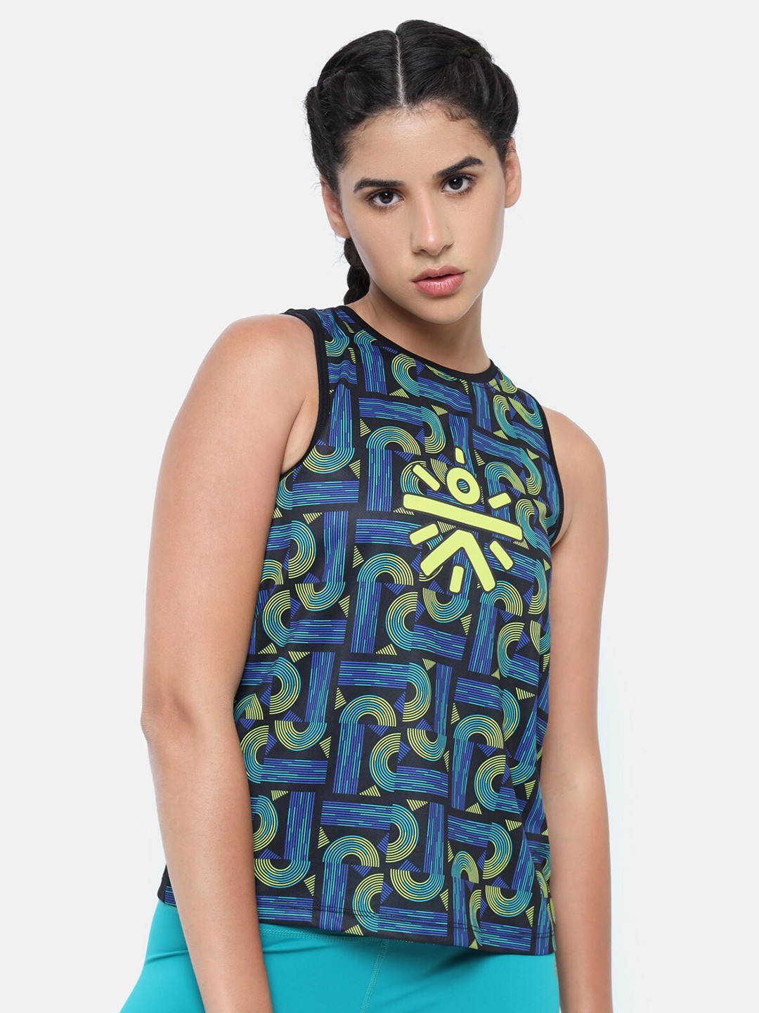 

Cultsport Geometric Printed Sleeveless Tank Top, Black