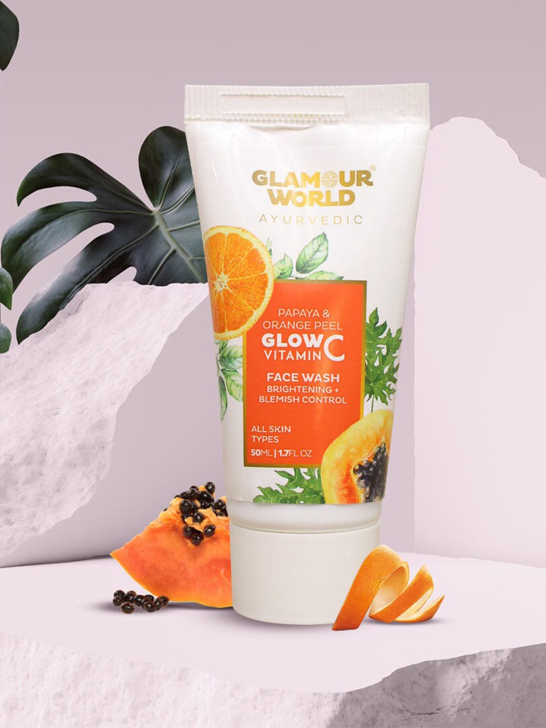 

Glamour World Ayurvedic Glow Vitamin C Brightening & Blemish Facewash - 50ml, Orange