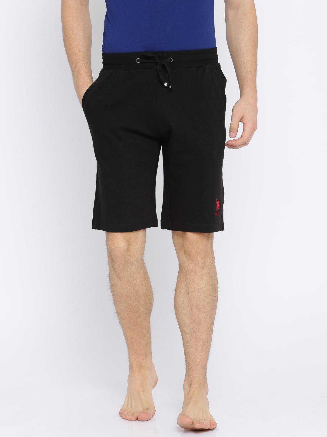 

U.S. Polo Assn. Men Black Solid Lounge Shorts
