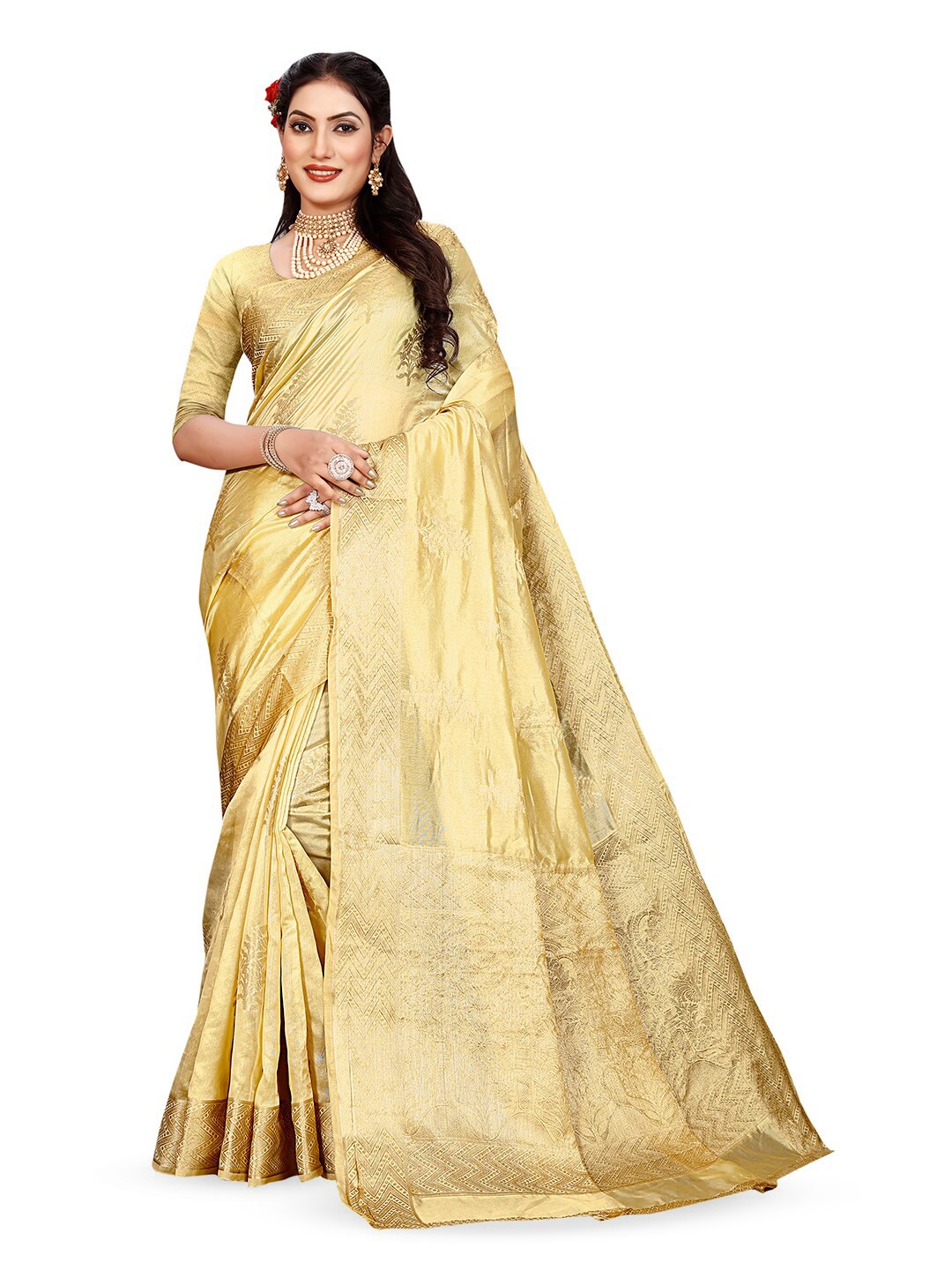 

Pisara Woven Design Organza Saree, Cream