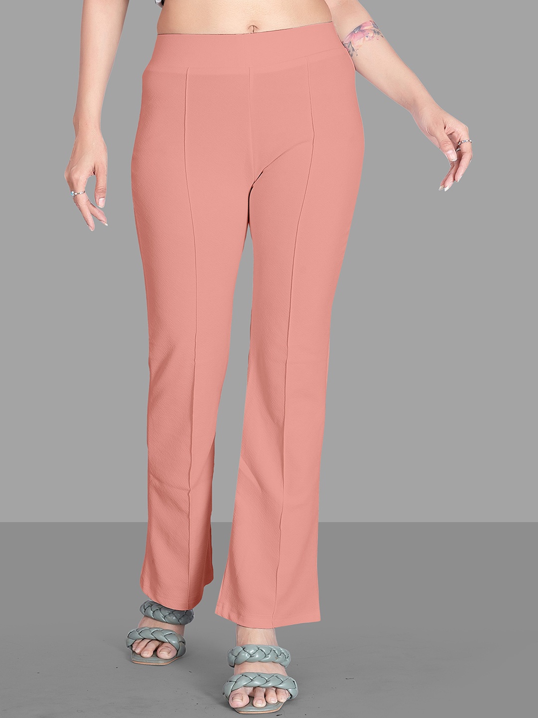 

Wuxi Women Relaxed Straight Leg High-Rise Easy Wash Trousers, Peach