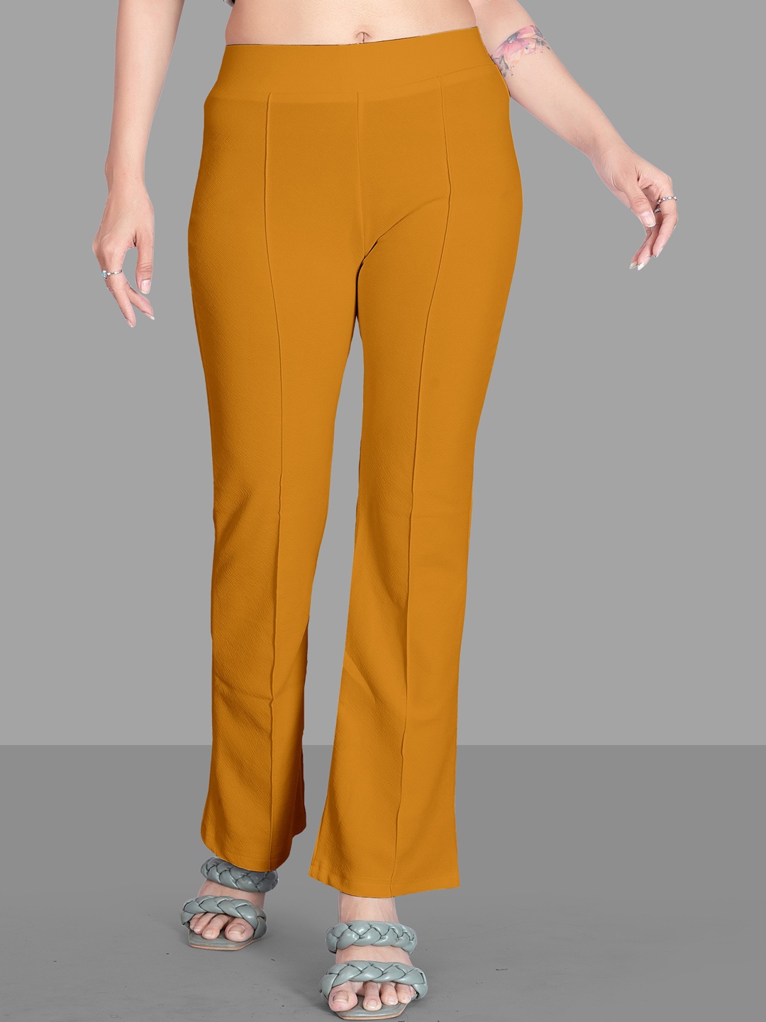 

Wuxi Women High-Rise Relaxed Straight Leg Fit Easy Wash Trousers, Mustard