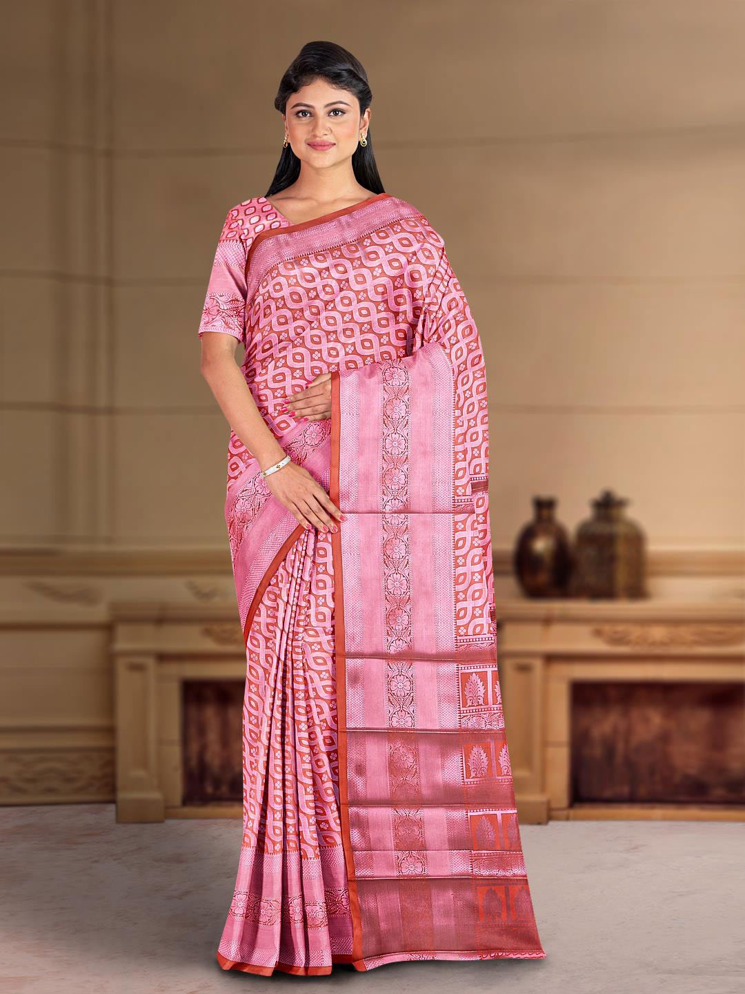

Kalamandir Woven Design Silk Cotton Saree, Red