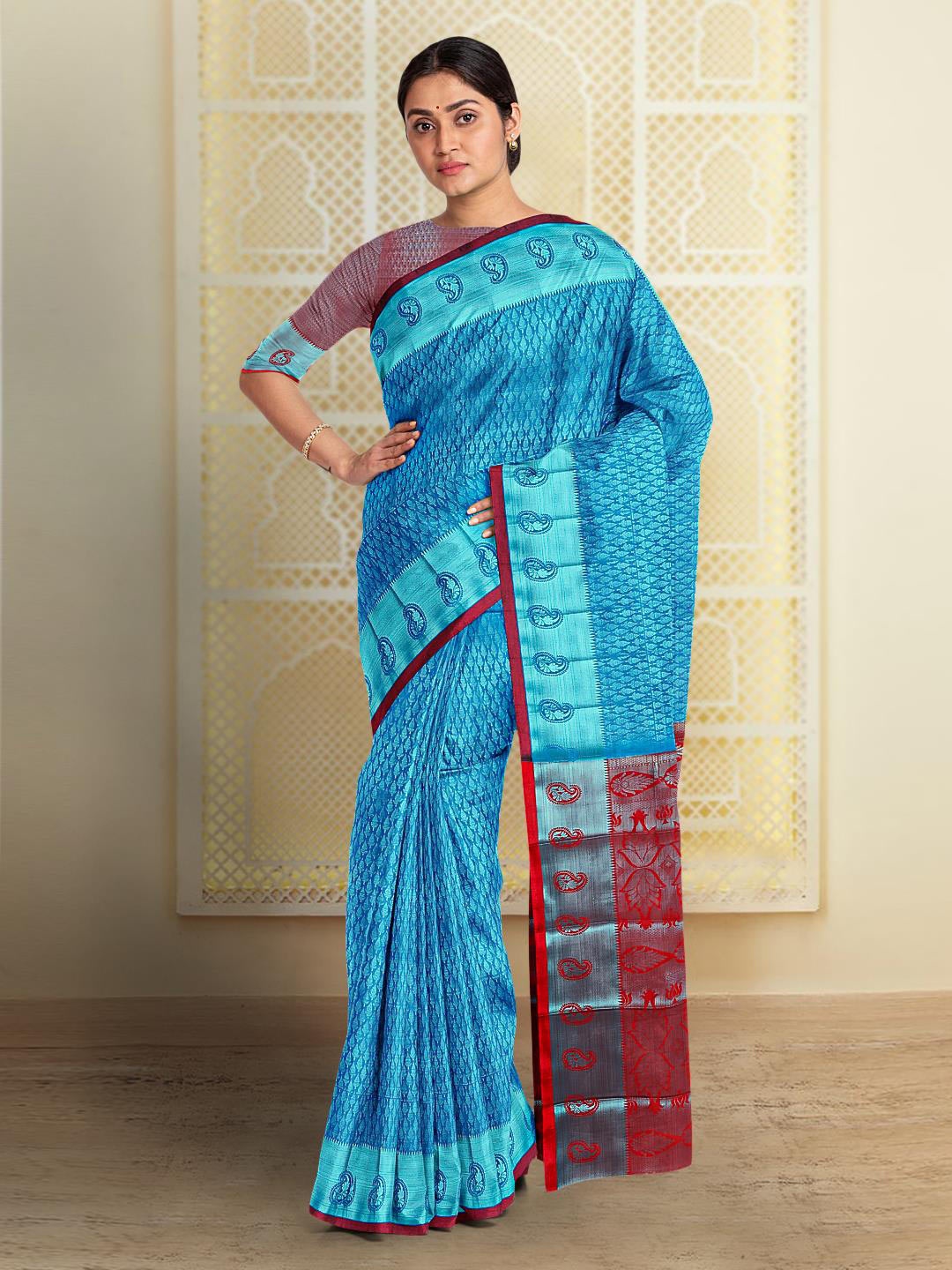 

Kalamandir Woven Design Silk Cotton Saree, Blue