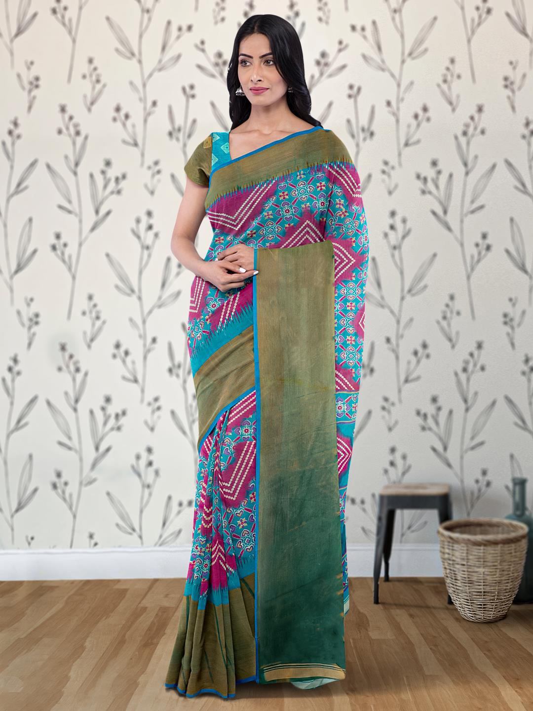 

Kalamandir Bandhani Silk Blend Saree, Pink
