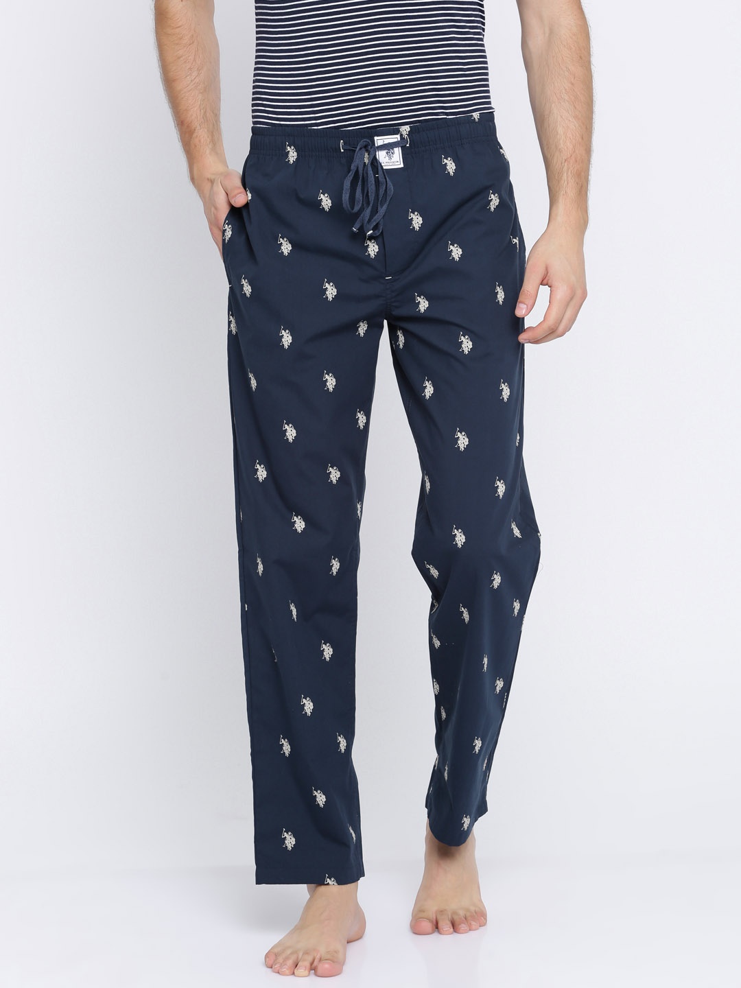 

U.S. Polo Assn. Men Navy Printed Lounge Pants I506-195-RR, Navy blue