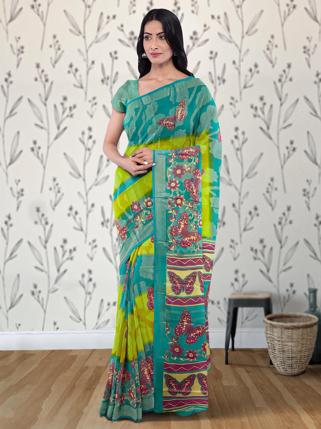 

Kalamandir Abstract Printed Zari Saree, Blue